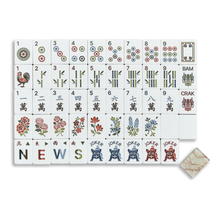 Mahjong Row Ash Burl Tile Set