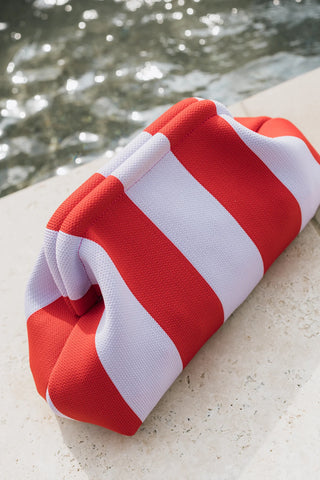 Striped Tile Bag: Red/Lavendar