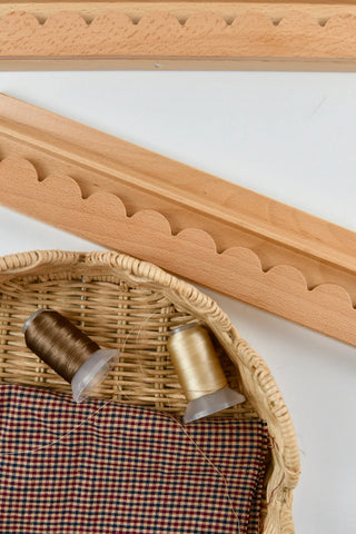 Natural Wood Mahjong Racks 20" with Scallop Pushers