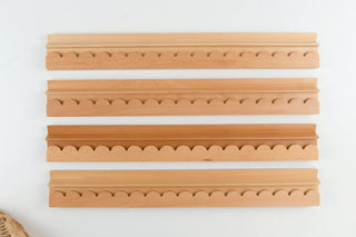 Natural Wood Mahjong Racks 20" with Scallop Pushers
