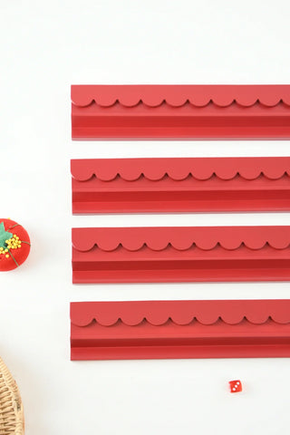 Tomato Red Mahjong Racks 20" with Scallop Pushers