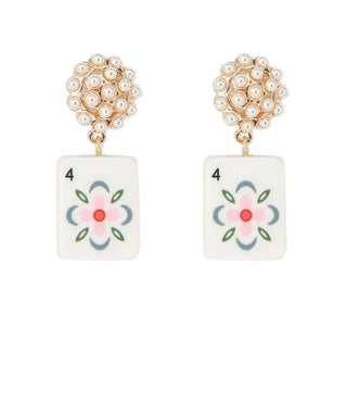 Mahjong Pearl Flower Earrings