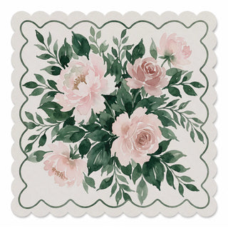 Peony Rose Scallop Garden Leatherette Mahjong Mat
