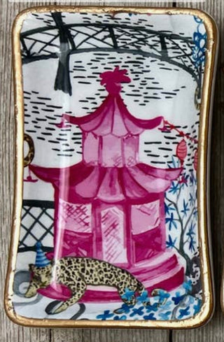 Pink Leopard Pagoda Dice Tray