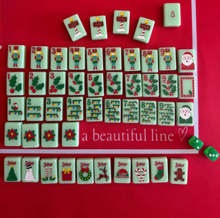 The Christmas Line Mahjong Tiles: Mint Green