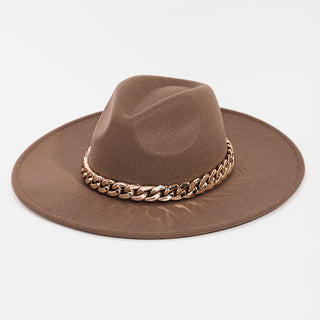 Chain Link Strap Western Hat: Brown