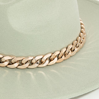 Chain Link Strap Western Hat: Brown