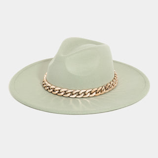 Chain Link Strap Western Hat: Brown