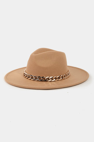 Chain Link Strap Western Hat: Brown