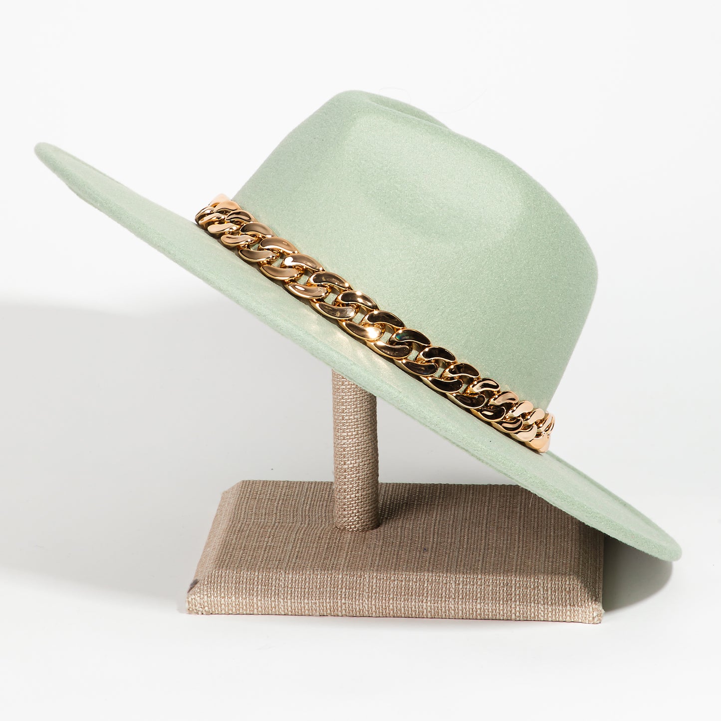 Chain Link Strap Western Fashion Hat: Mint