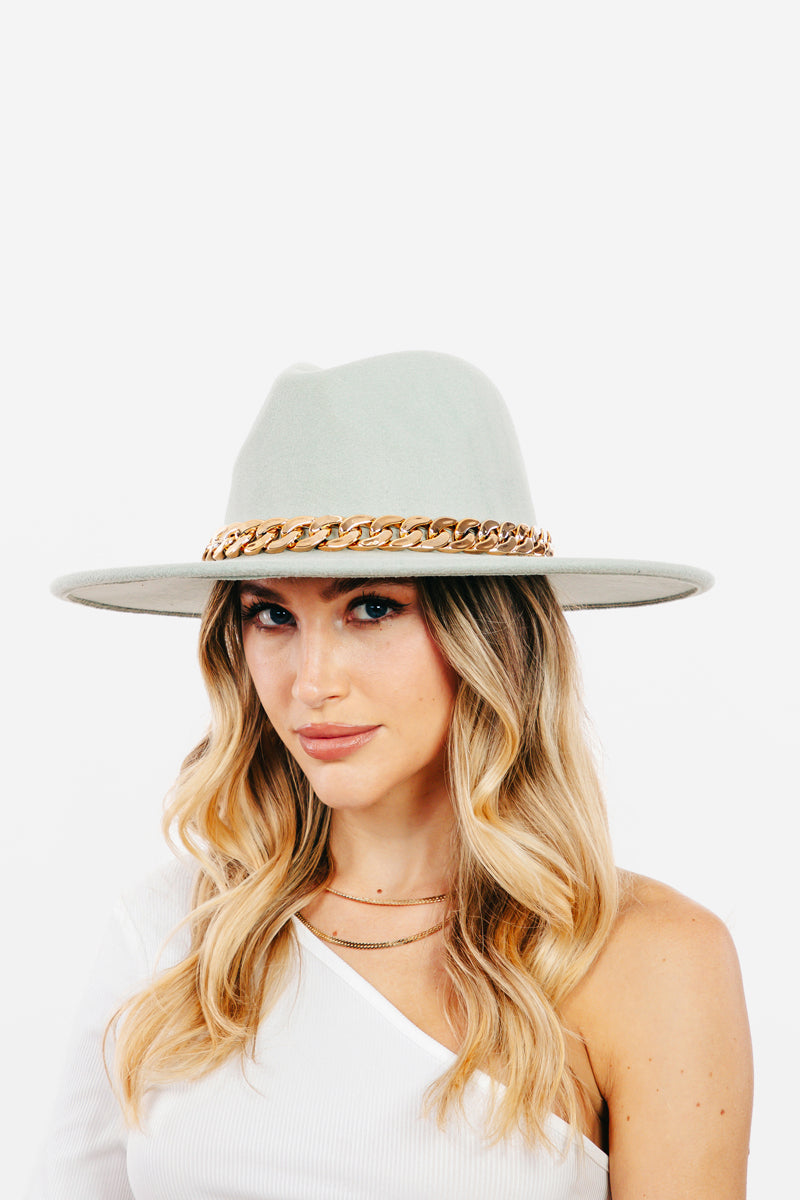 Chain Link Strap Western Fashion Hat: Mint