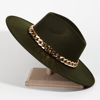 Chain Link Strap Western Hat: Brown