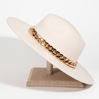 Chain Link Strap Western Hat: Brown