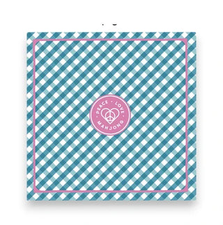PLM Teal Bloom Gingham Mahjong Mat