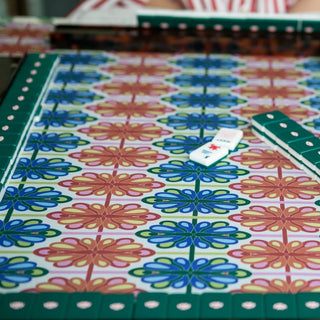 Mod Bird Bam & Plaid Double-Sided Mahjong Mat