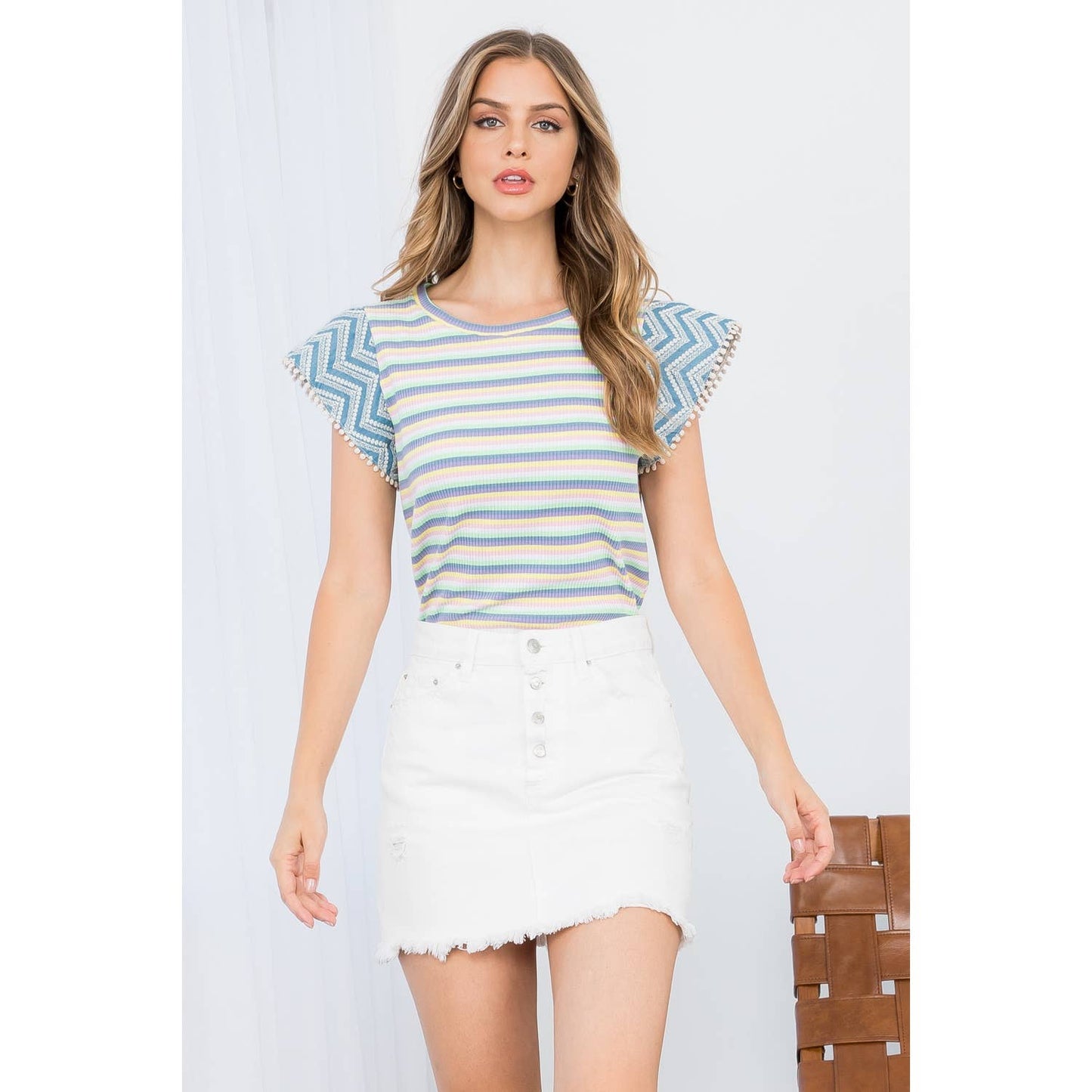 Delaney Striped Short Sleeve Top