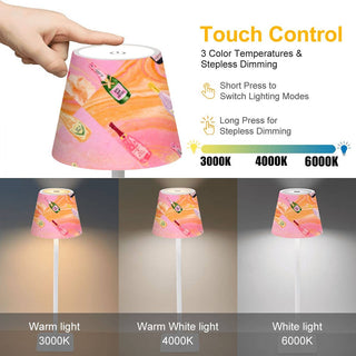 Champagne Mahjong LED Table Lamp : Pink & Orange Watercolor
