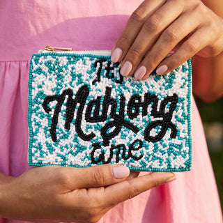 Its Mahjong Time Beaded Coin Pouch: TURQUOISE