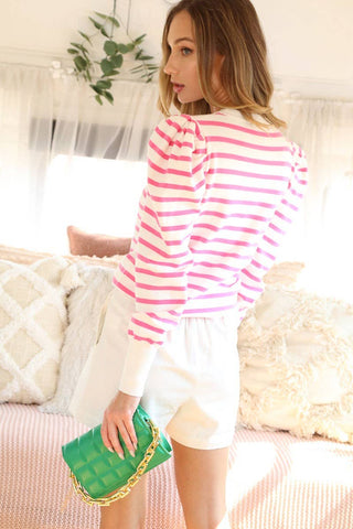 Mallory Striped Sweater: Taupe