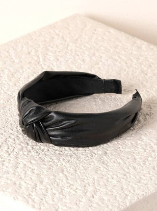 KNOTTED FAUX LEATHER HEADBAND: Blush