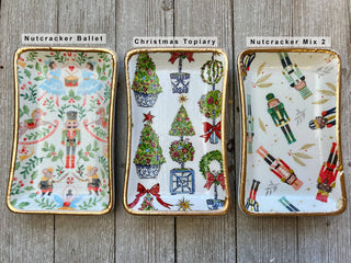 Christmas Ceramic Jewelry tray: Small / Gold Christmas Trees