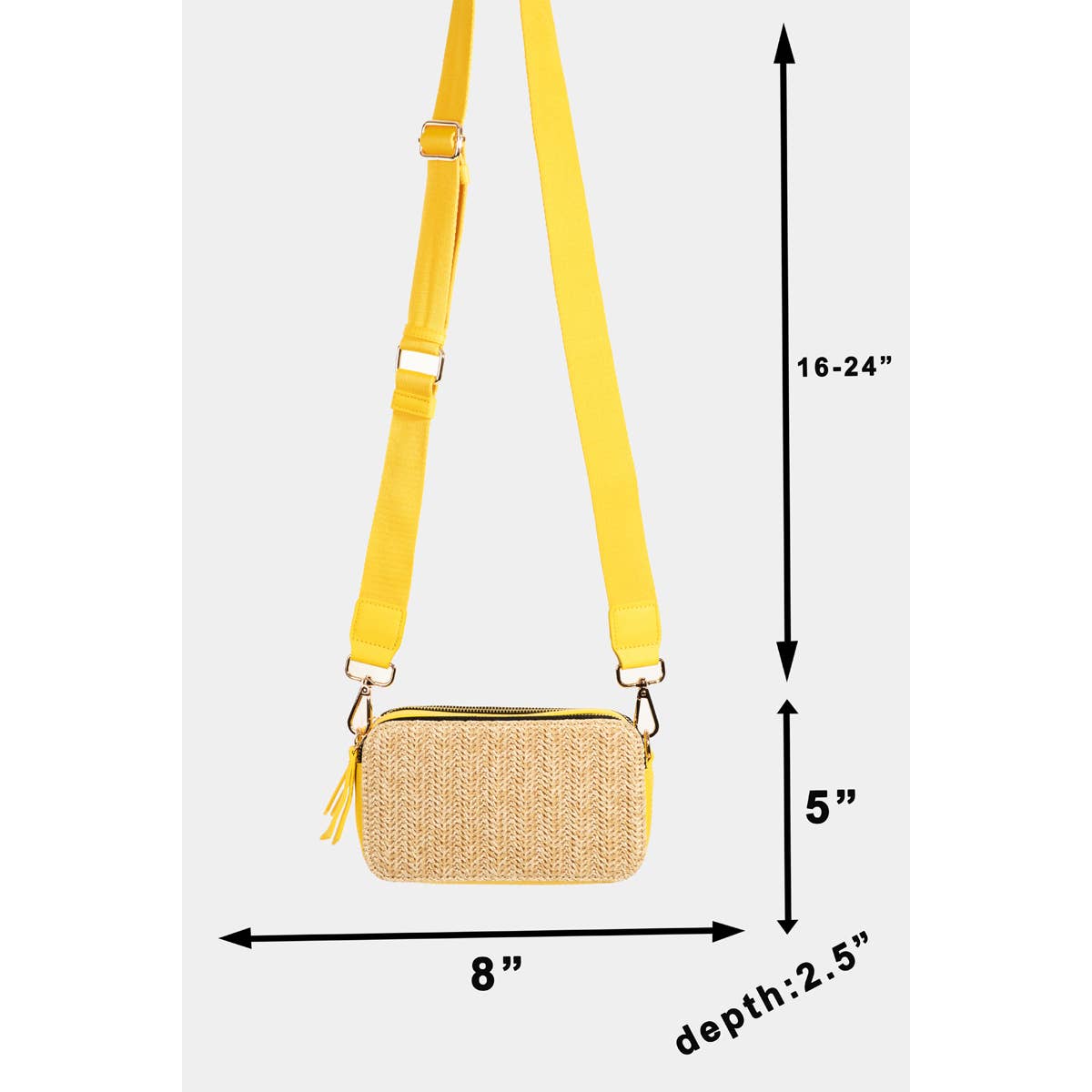 Rectangle Crossbody Straw Bag: KELLY GREEN