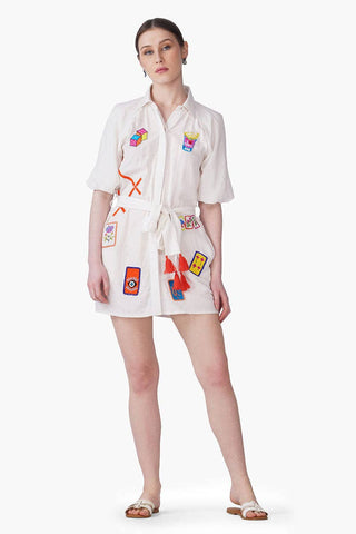Mahjong Muse Embellished Shirt Dress