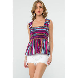 Striped Smocked Top