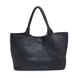 Solana Woven Vegan Leather Tote: Espresso