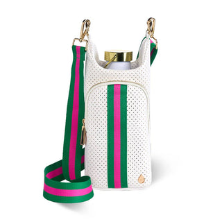 White Coated Perforated Neoprene HydroBag® with Pink/Green Stripe