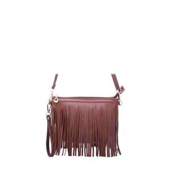 CROSSBODY FRINGE BAG: Fuchsia