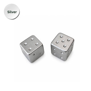 Gold and Silver Luxe Solid Metal Mahjong Dice Gift Ready: Silver