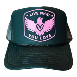 Heart of an Eagle Trucker: TAN - GOLD METALLIC