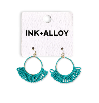 Kendra Fringe Hoop Seed Bead Earring Turquoise