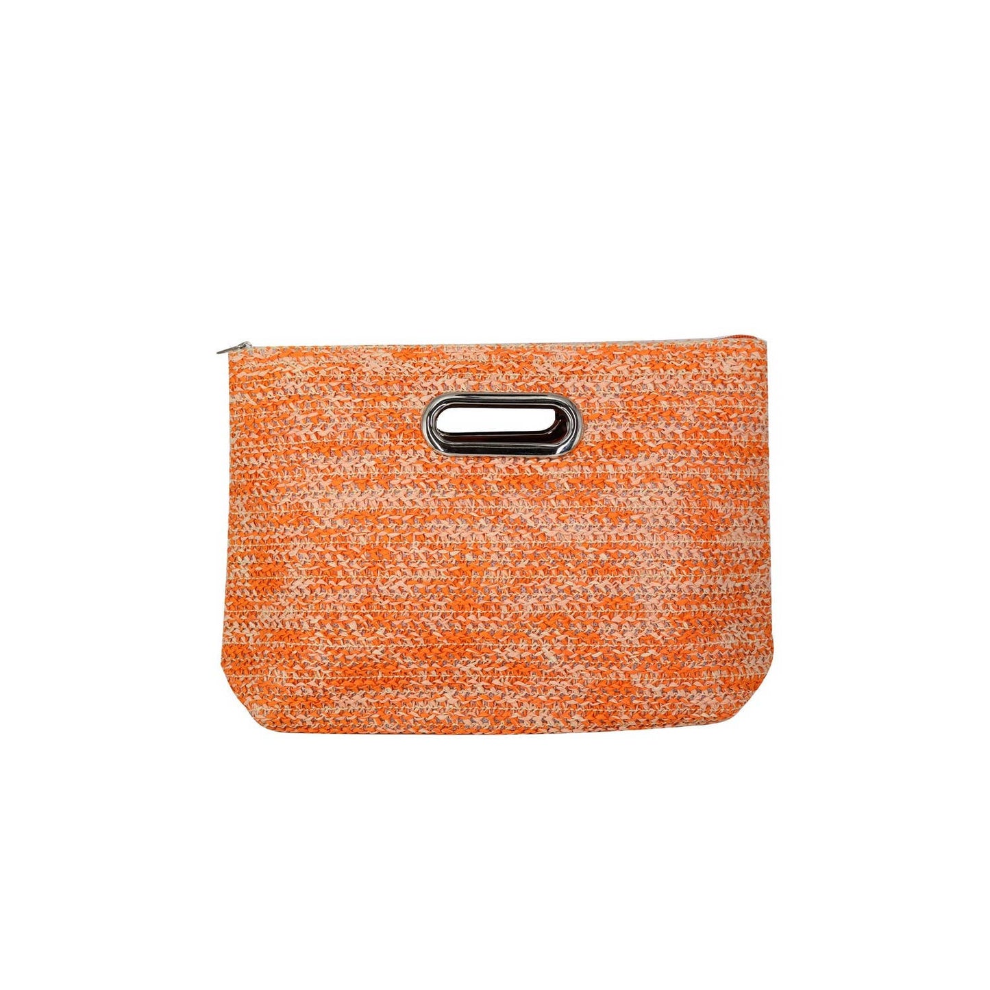 Mixed Color Straw Clutch Bag: Black