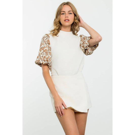 Mixed Media Top: CREAM / XS-S-M-L(1-2-2-1)