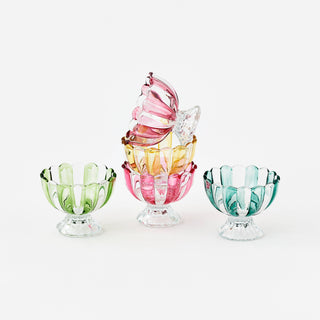 Striped Pedestal Glass Bowl, 5 Assorted Colors