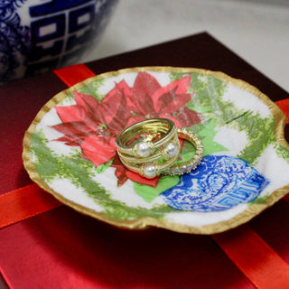 Poinsettia Shell Dice Dish