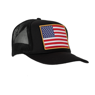 American Flag Patch Trucker Hat: Red White & Blue