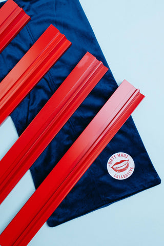 Dirty Mahjong Red Mahjong Racks (4) - Wooden with Magnetic Pushers