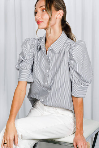 Alexis Striped Top: Navy