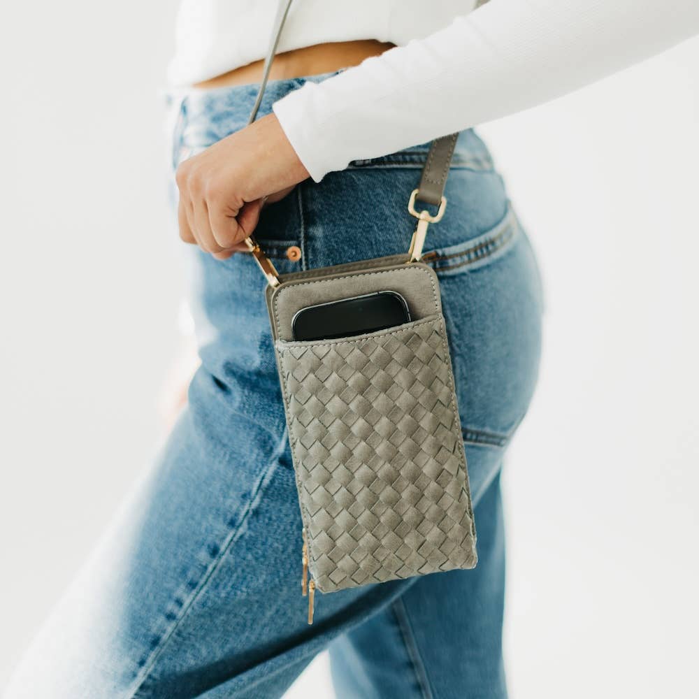 Woven Double Duty Phone Bag : Woven Brown