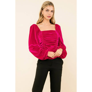 Lilla Velvet Ruched Top