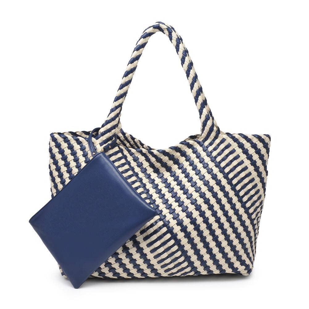 Solana Woven Tote: Black Ivory