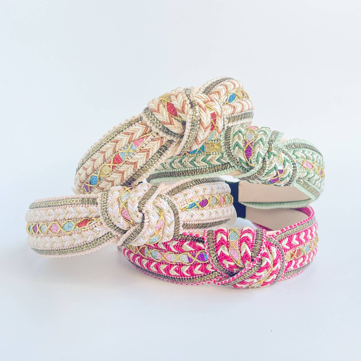 Boho Embellished Woven Knot Headband