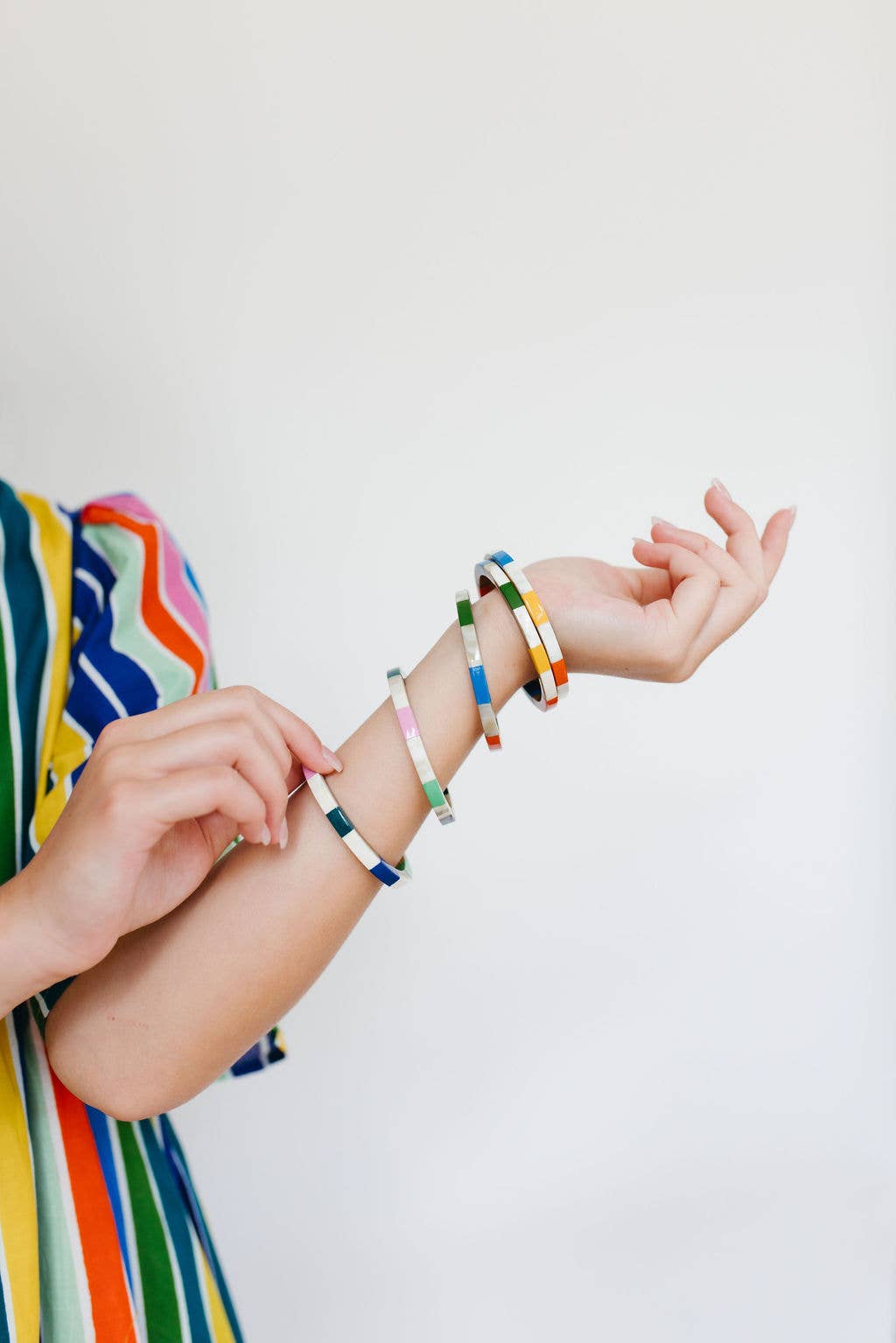 Watercolor Tile Bangle Set – Wildflower and Rose