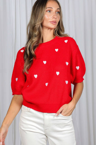 Windsor Heart Sweater: White