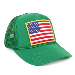 American Flag Patch Trucker Hat: Red White & Blue