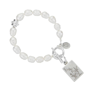 Susan Shaw Silver Mahjong Pearl Bracelet