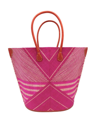 Mariposa Large Straw Tote Bag: Coral